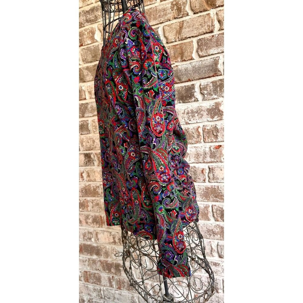 VTG Lauren Ralph Lauren Long Sleeve Top XL Pullover Paisley Preppy Cotto… - Picture 8 of 12